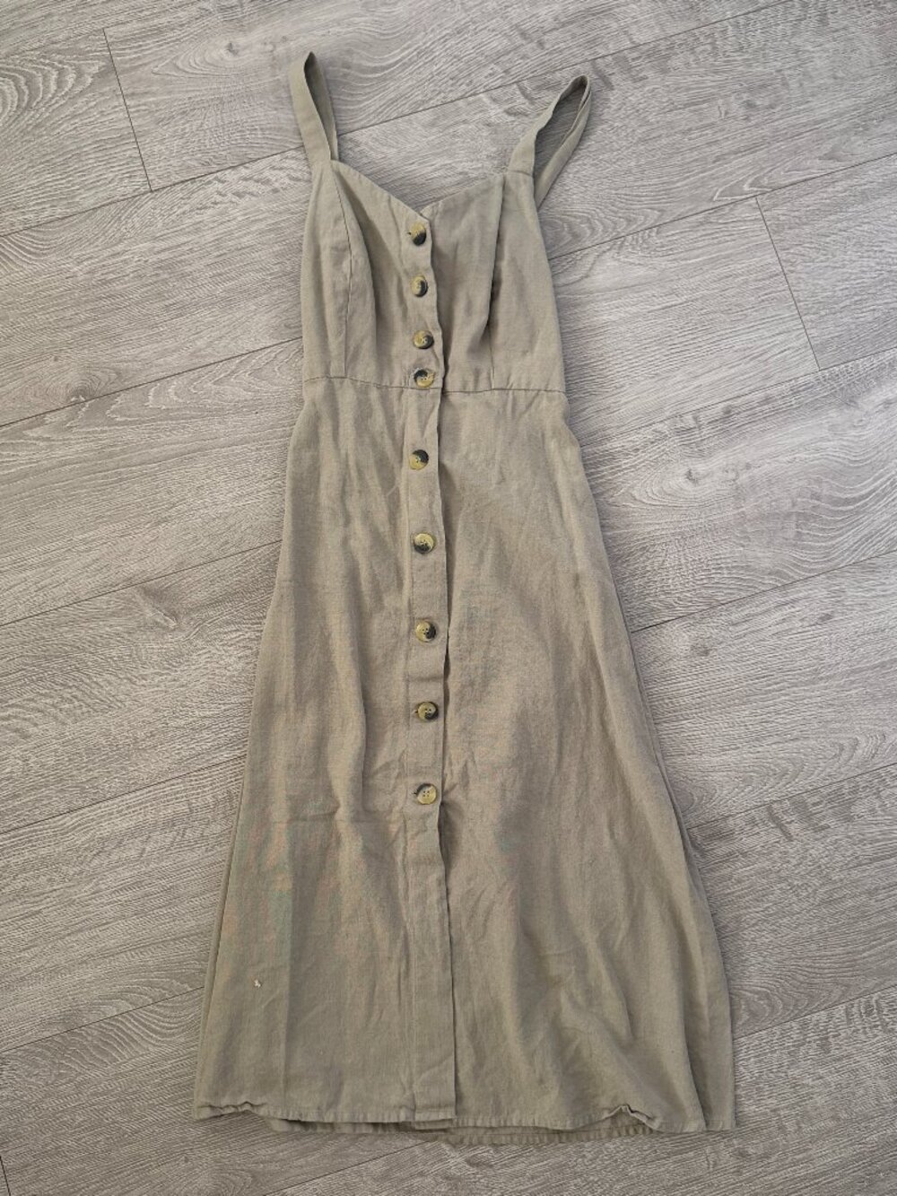 Japna Women’s Linen Blend Button Front Dress Taupe Size Small